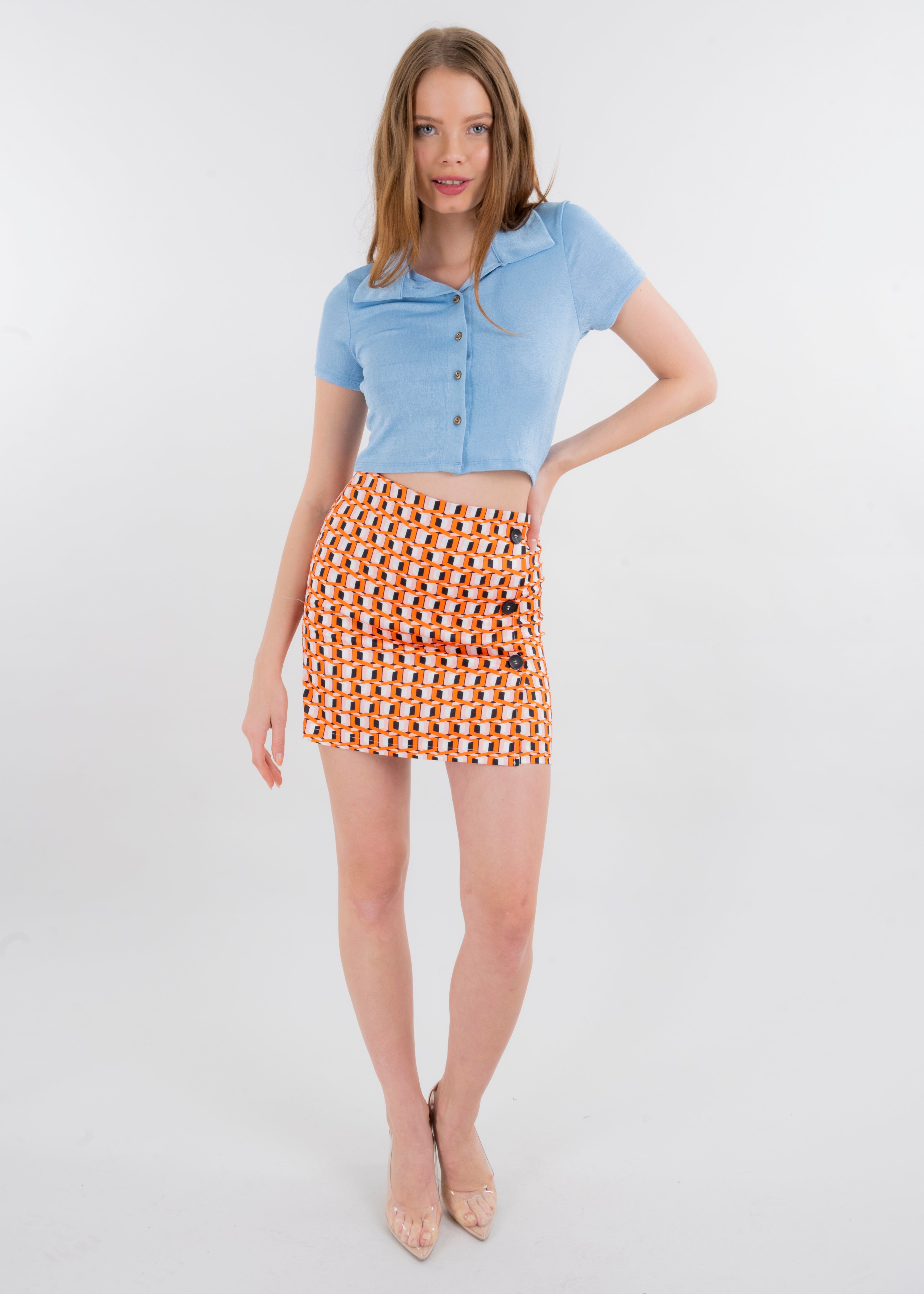 Falda mini estampado retro detalle botones sold by Shasa