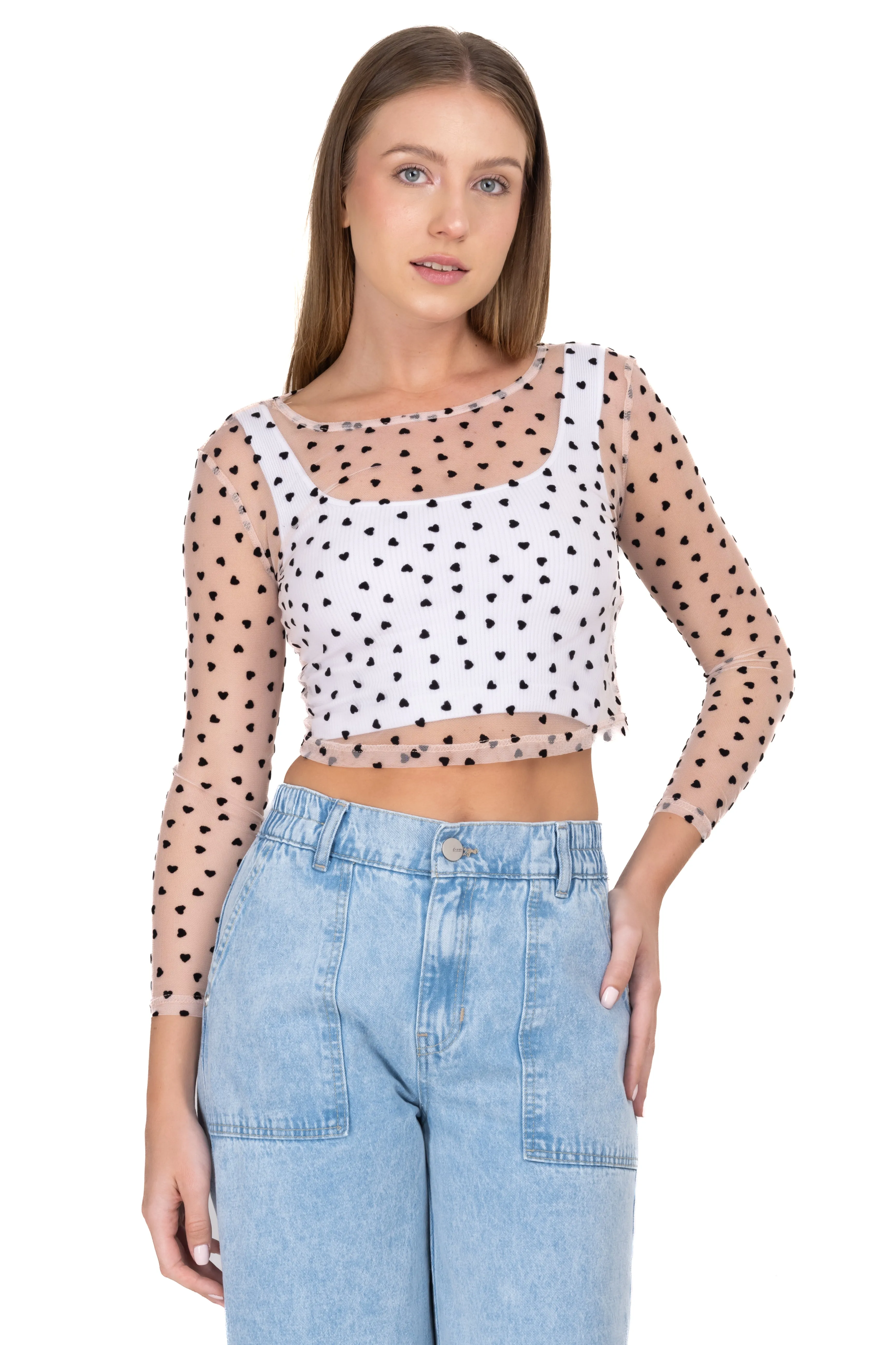 Top mesh manga larga corazones sold by Shasa product image thumbnail 2