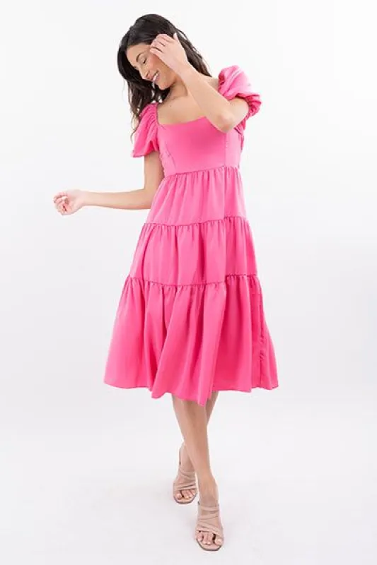 Vestido midi manga globo capas sold by Shasa