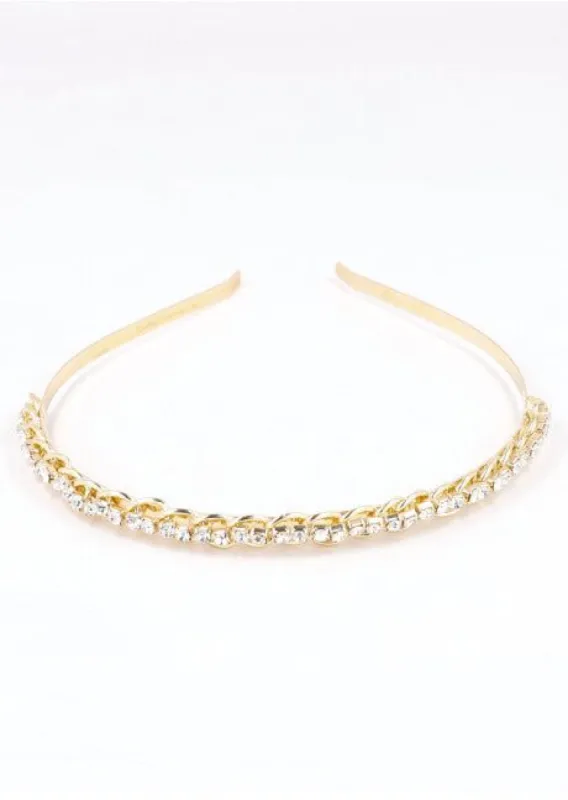 Diadema metálica cadena brillos sold by Shasa
