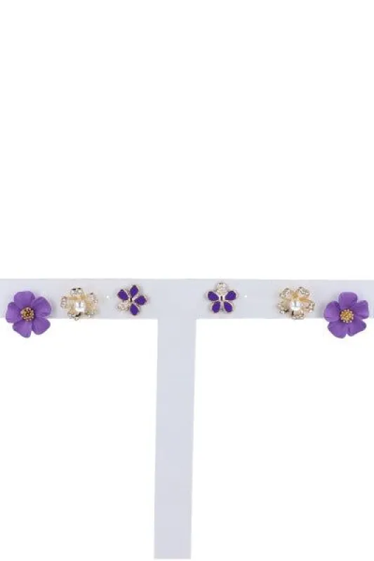 Set 3 pares aretes flores sold by Shasa