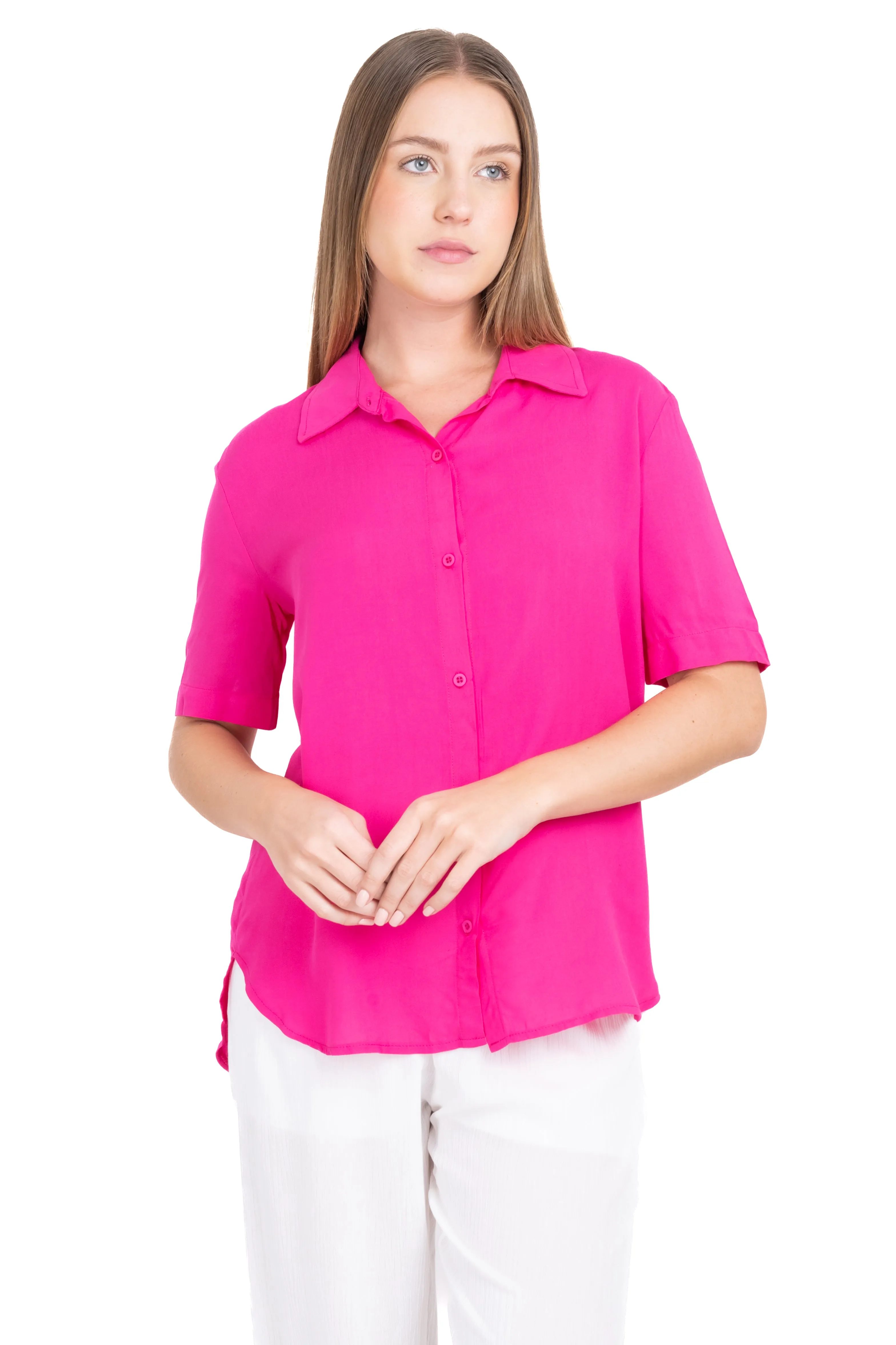 Camisa lisa manga corta botones sold by Shasa