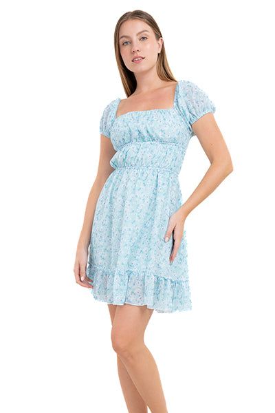 Vestido mini lace up flores sold by Shasa