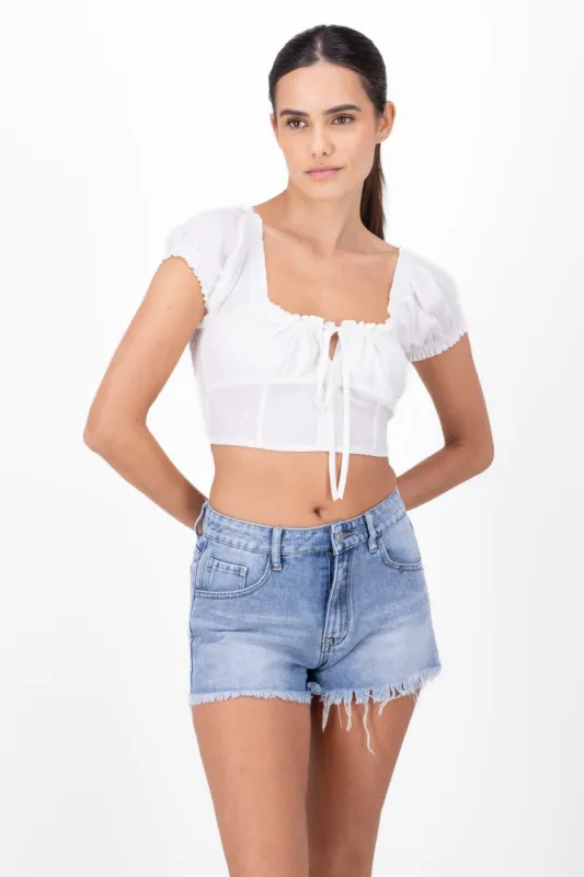 Blusa crop manfa corta abullonada sold by Shasa