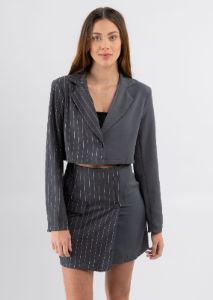 Blazer crop contraste estampado rayas sold by Shasa