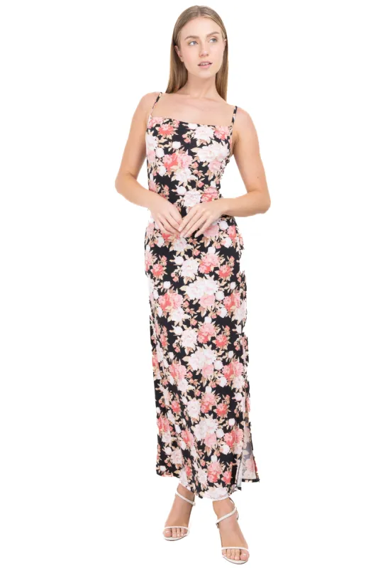 Vestido maxi floreado abertura sold by Shasa