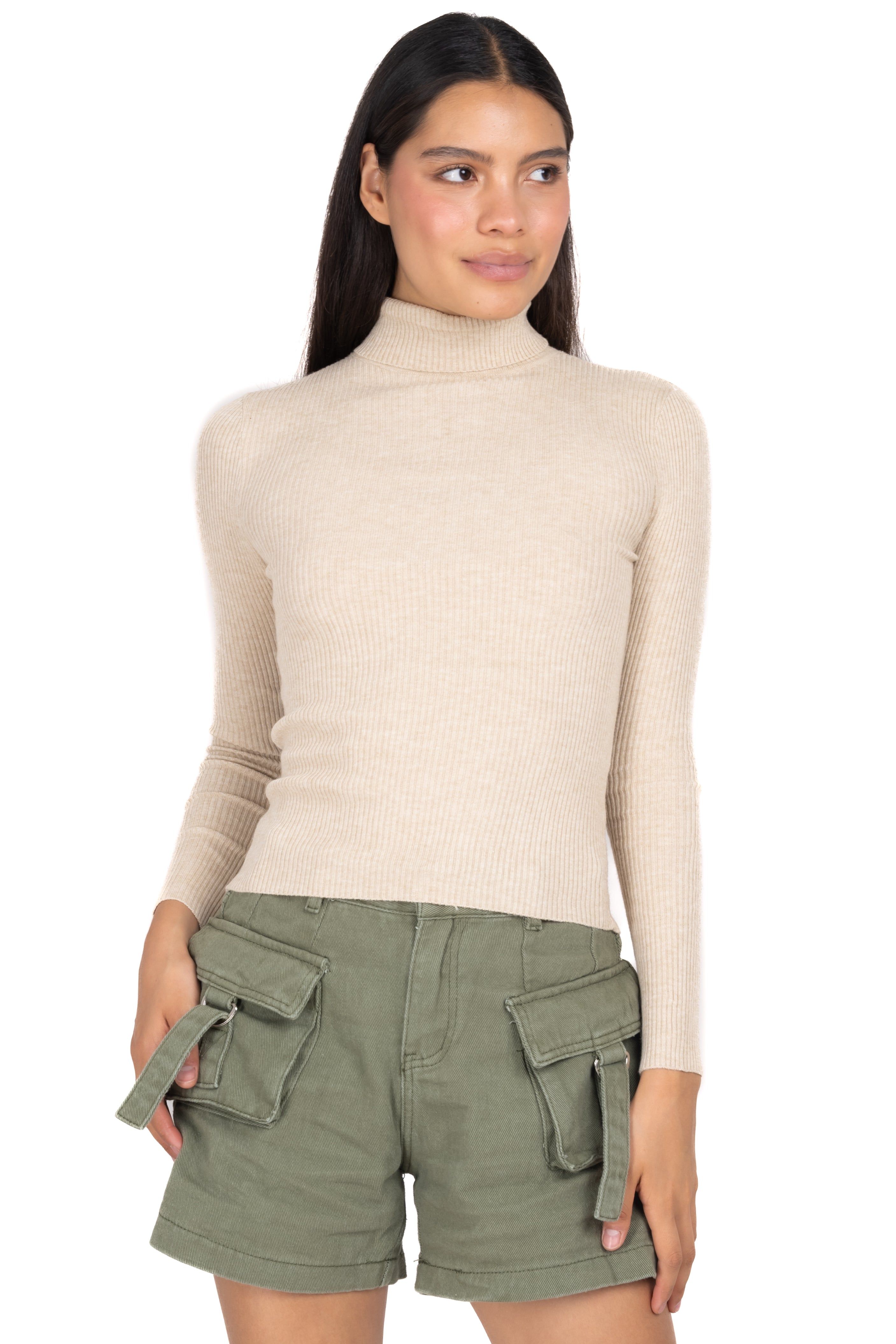 Blusa acanalada cuello alto sold by Shasa