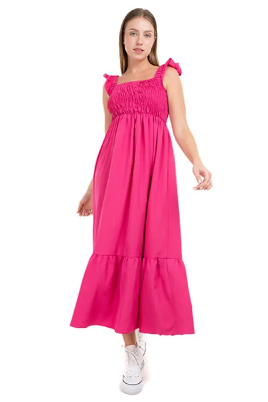 Vestido maxi escote recto olanes sold by Shasa