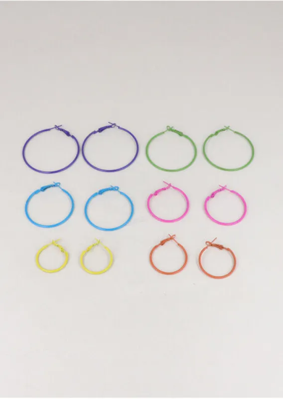 6 Pares Arracadas Color Tamaños sold by Shasa