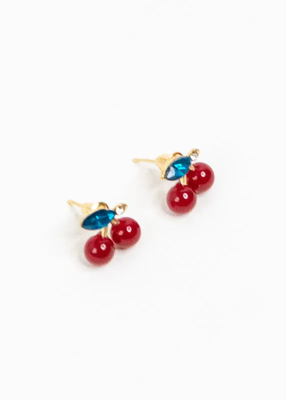 Aretes studs cerezas sold by Shasa