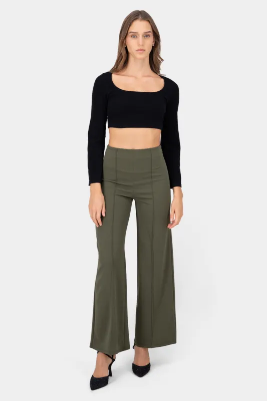 Pantalón Wide Leg Cintura Alta Costuras sold by Shasa