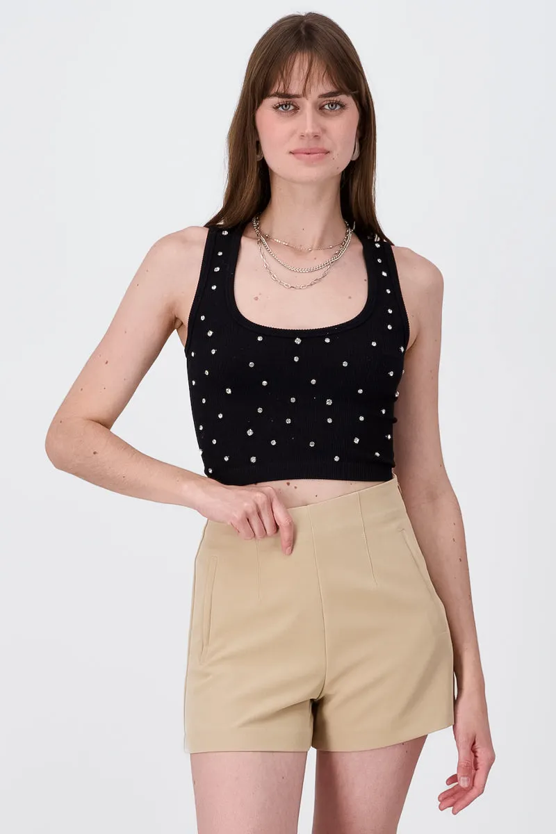 Top Corto Tireante Grueso Con Brillos sold by Shasa