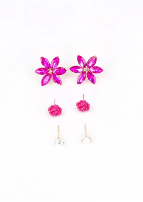 3Pr Aretes Flor Cristal sold by Shasa