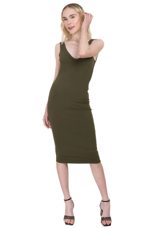 Vestido Midi Acanalado Liso sold by Shasa