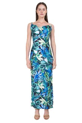 Vestido escote cascada estampado tropical sold by Shasa