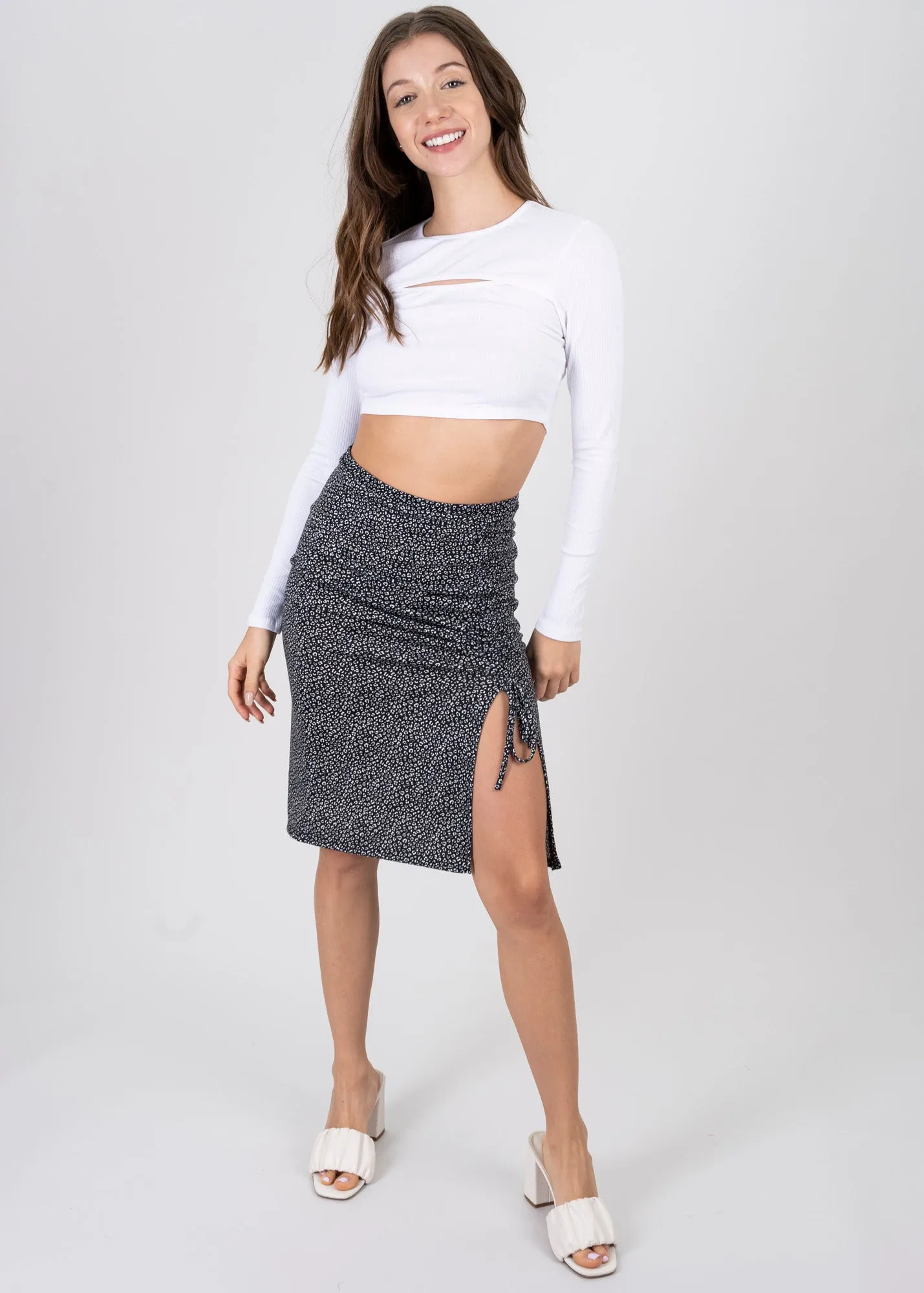 Falda Midi Animal Print Fruncido Abierta sold by Shasa