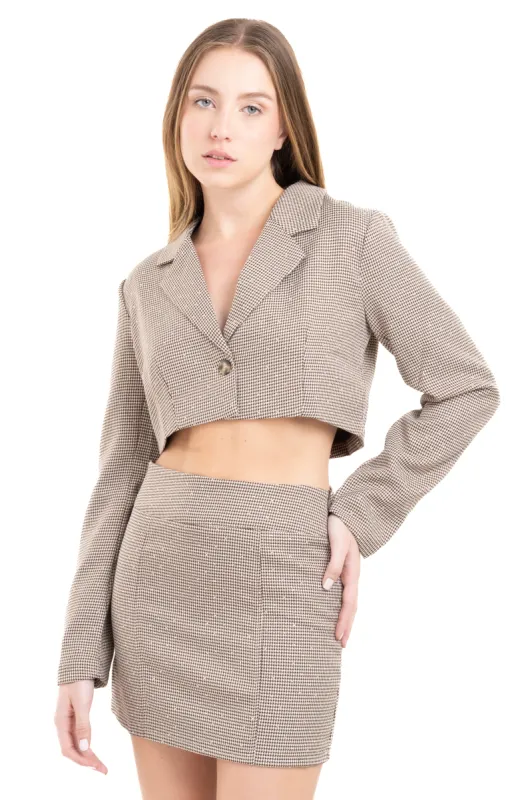 Saco crop cuadros brillos sold by Shasa