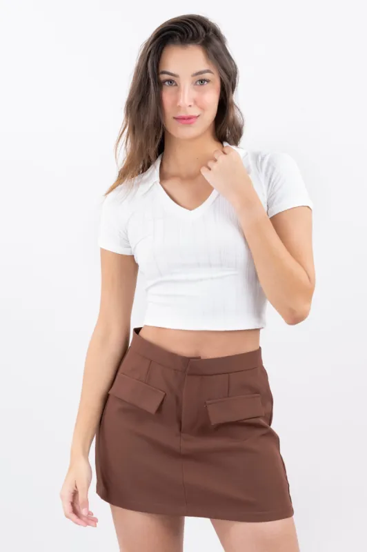 Top liso cuello solapa textura sold by Shasa