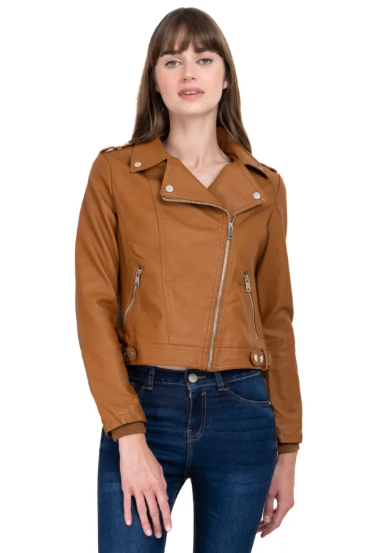 Chamarra biker efecto piel sold by Shasa