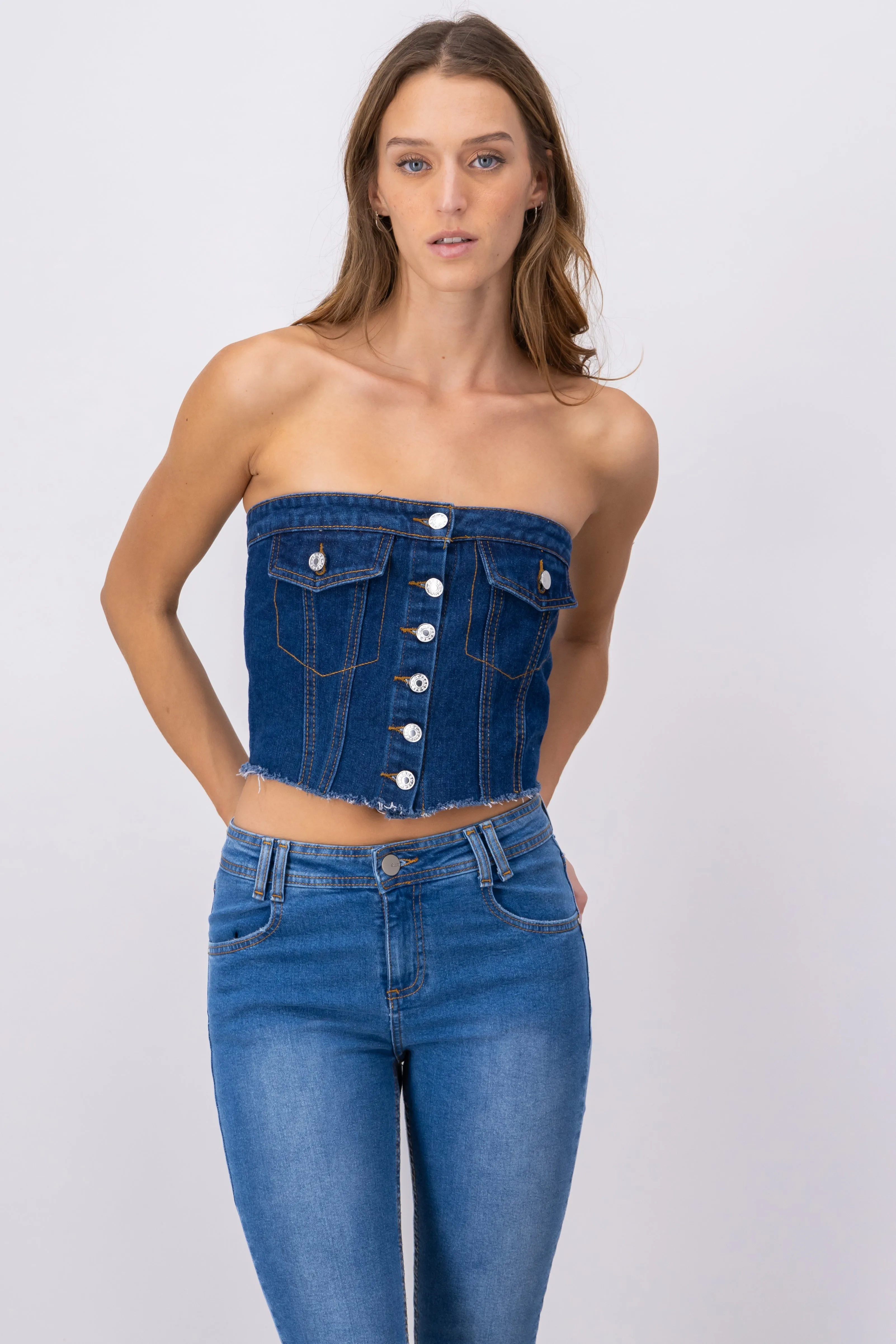 Top bustier denim strapless sold by Shasa product image thumbnail 2