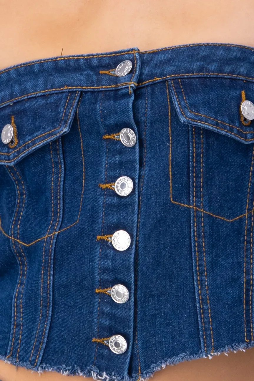 Top bustier denim strapless sold by Shasa product image thumbnail 5