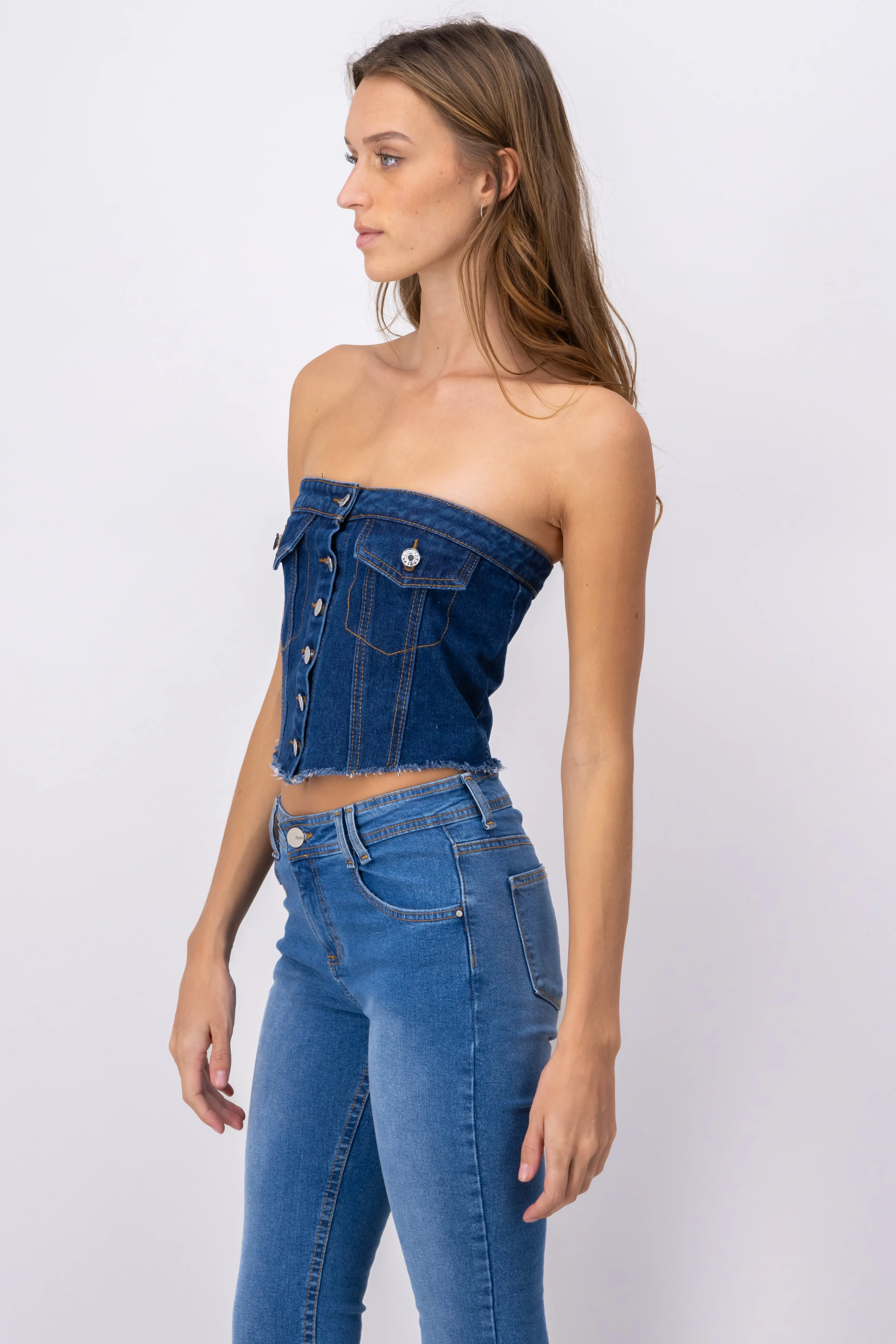Top bustier denim strapless sold by Shasa product image thumbnail 3