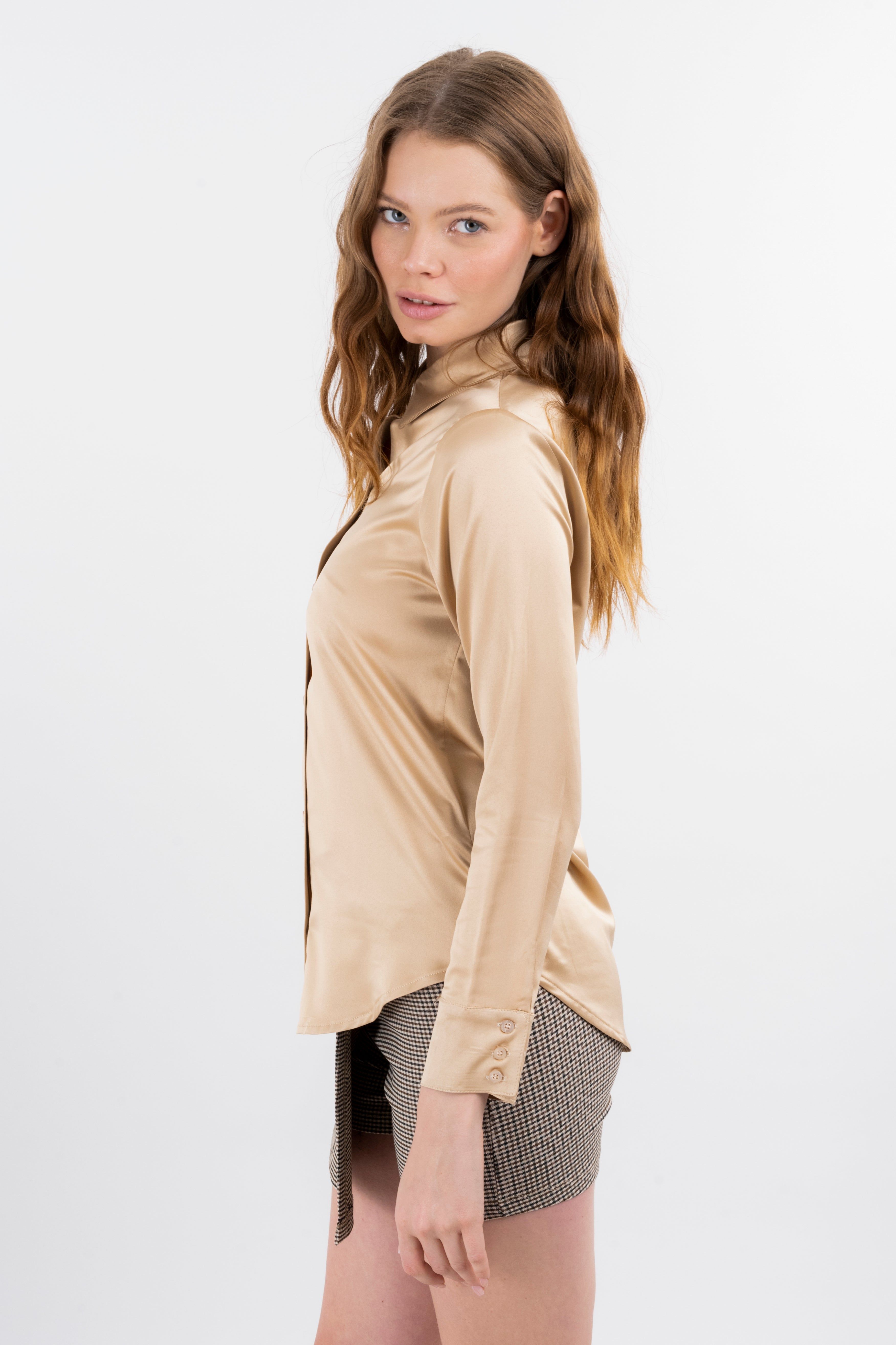 Camisa satín cuello solapa sold by Shasa product image thumbnail 3