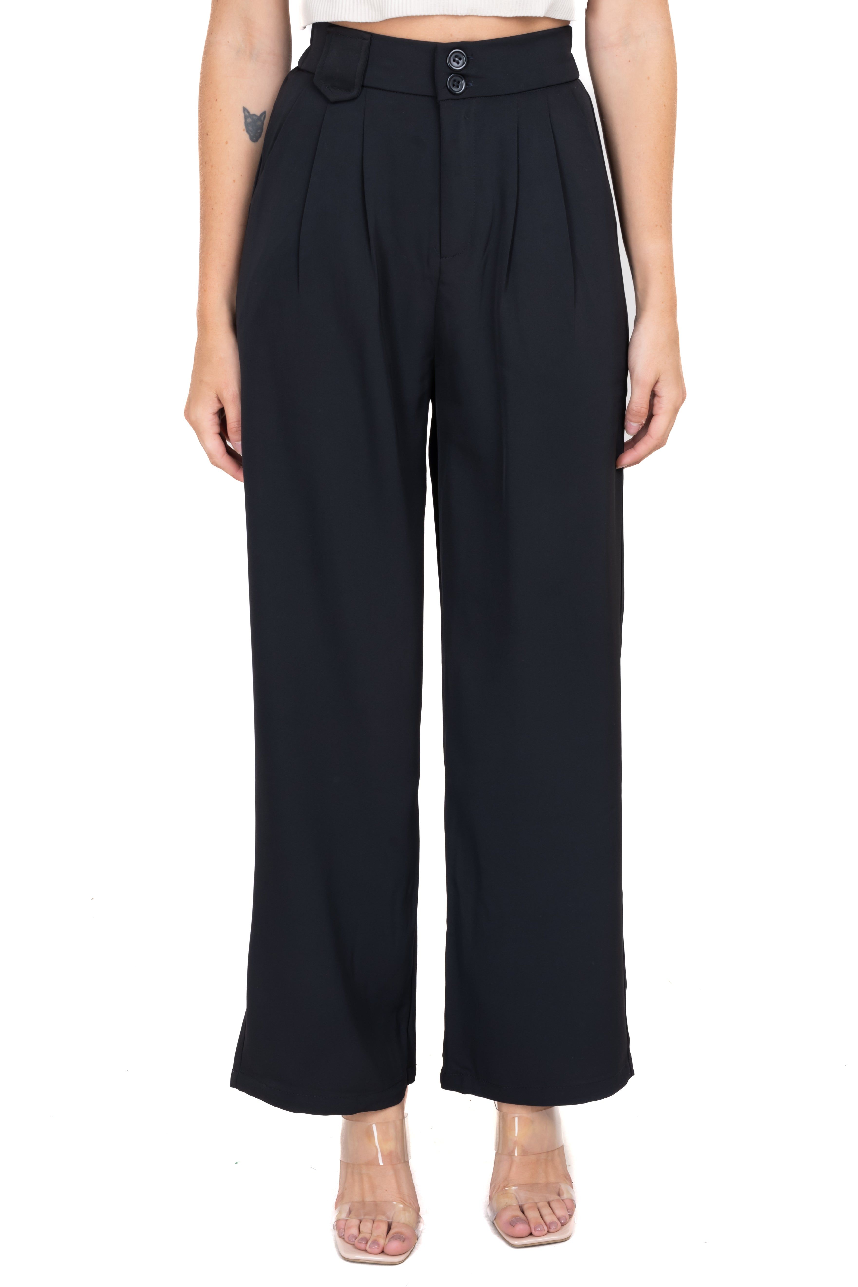 Pantalón straight cintura elástico liso sold by Shasa