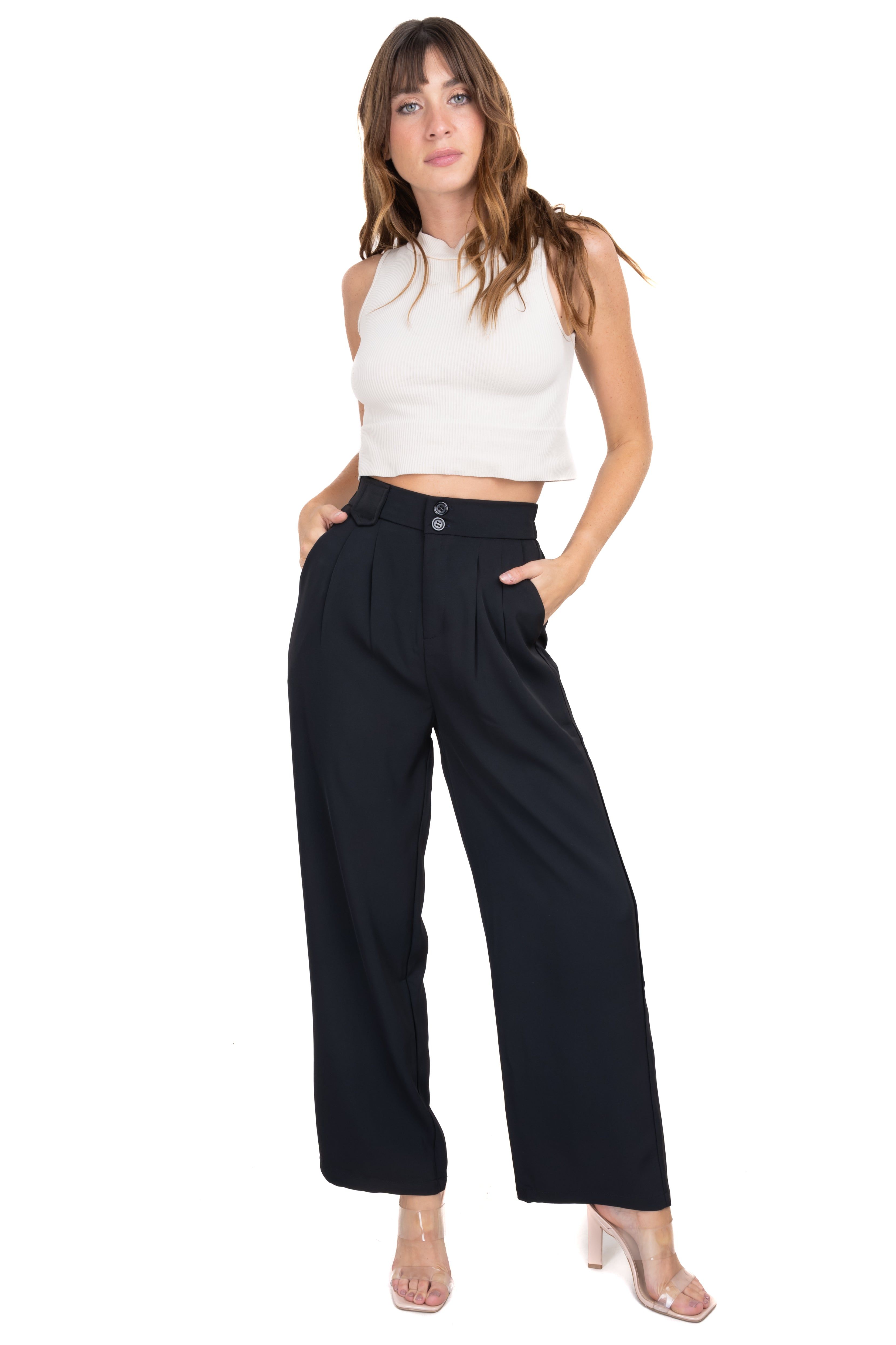 Pantalón straight cintura elástico liso sold by Shasa product image thumbnail 2