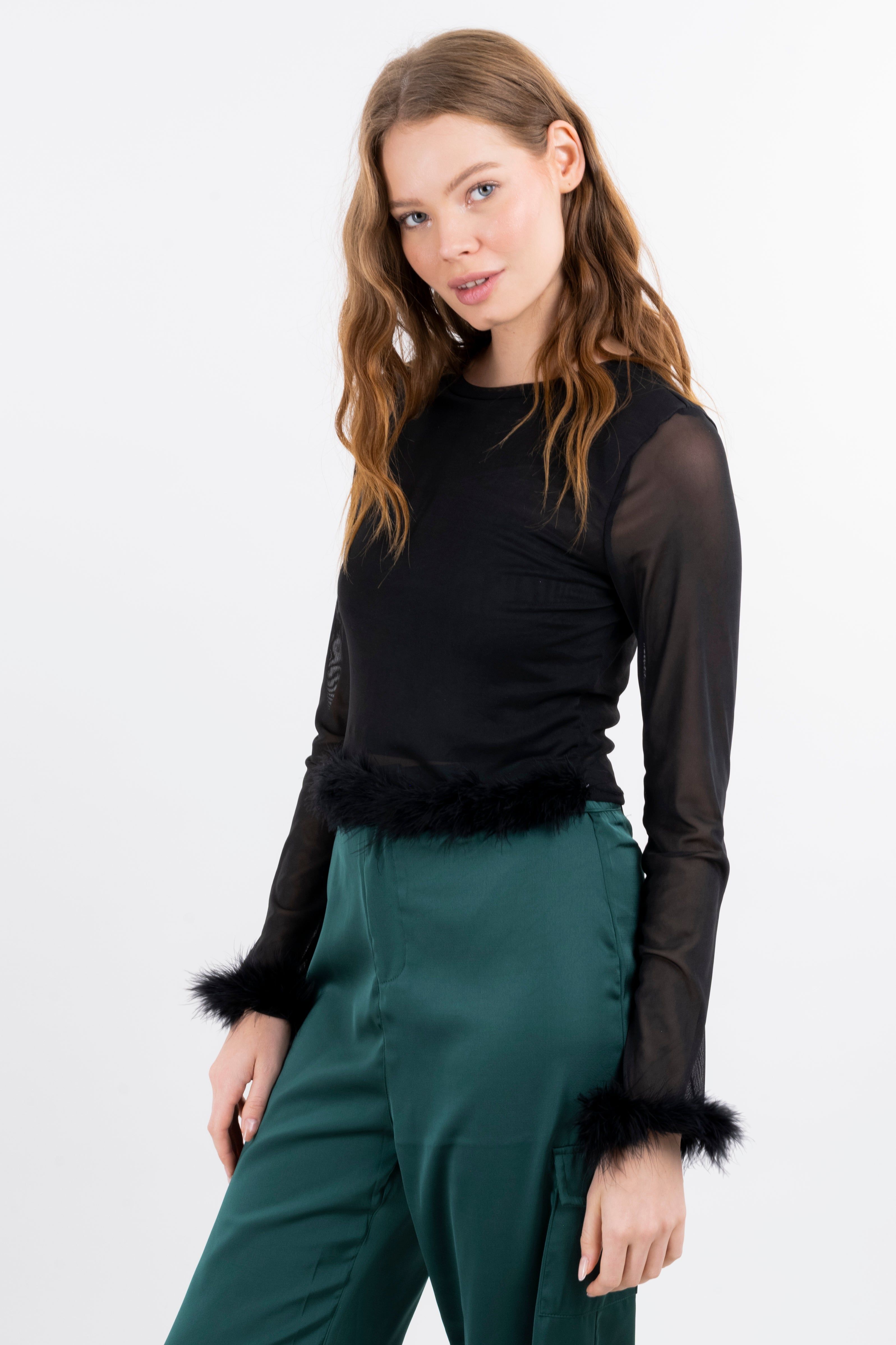 Top mesh manga larga plumas sold by Shasa product image thumbnail 3