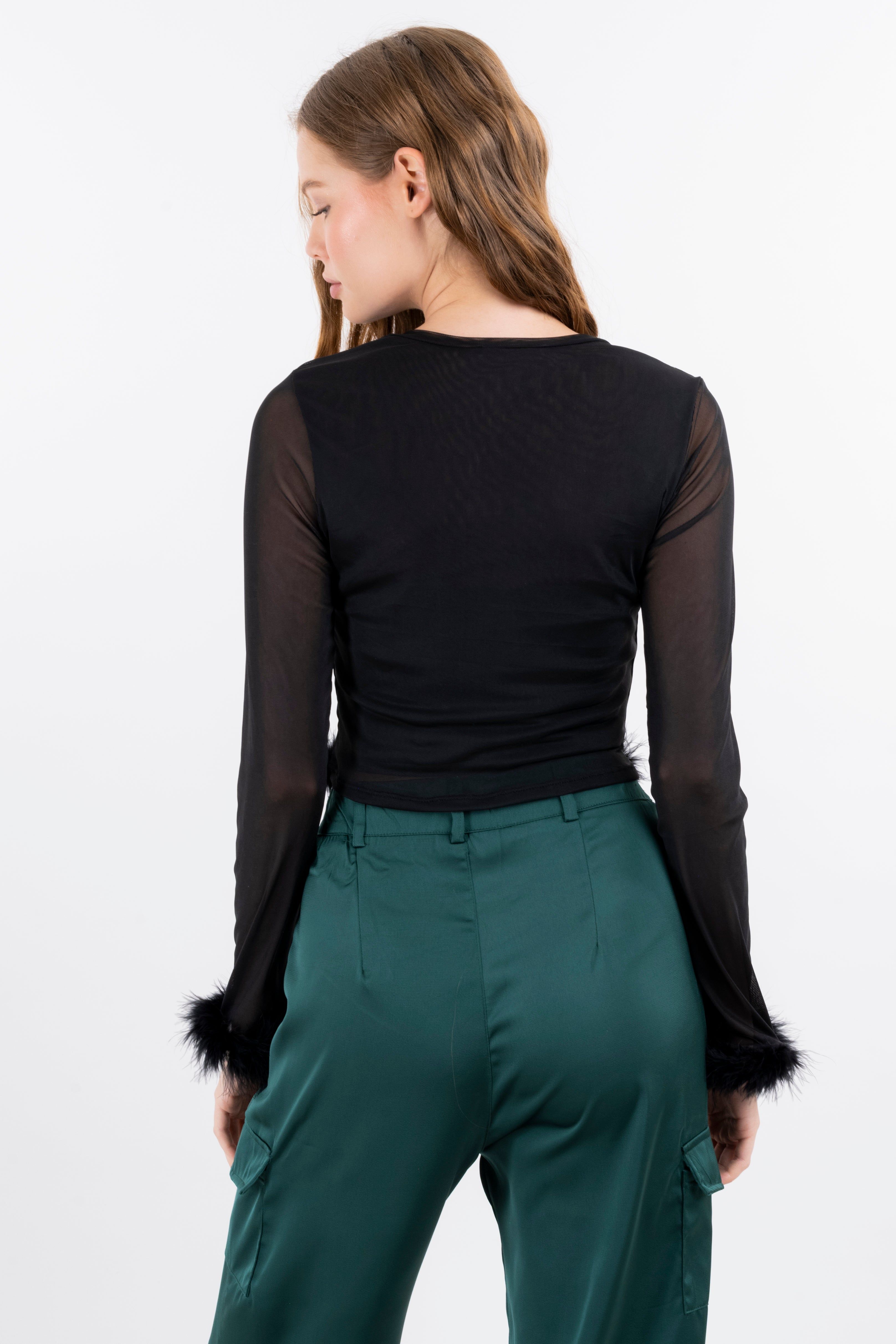 Top mesh manga larga plumas sold by Shasa product image thumbnail 4