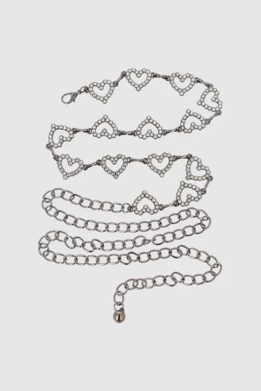 Cinturón Cadena Corazones Brillos sold by Shasa