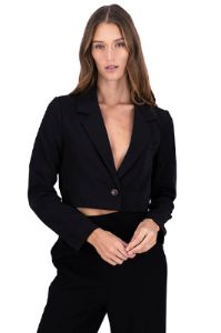 Saco crop cuello solapa liso sold by Shasa