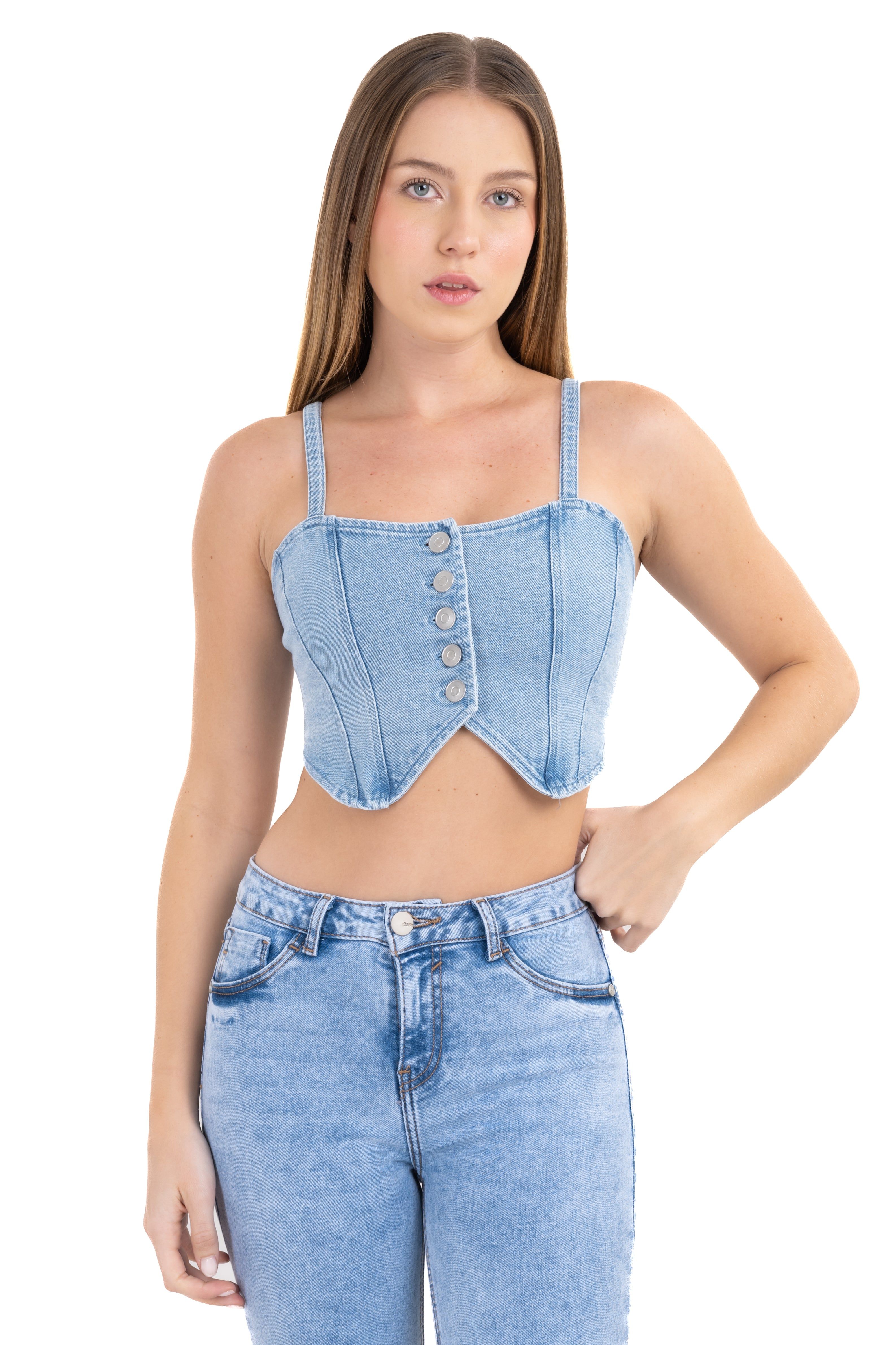Top denim botones tirantes sold by Shasa product image thumbnail 5