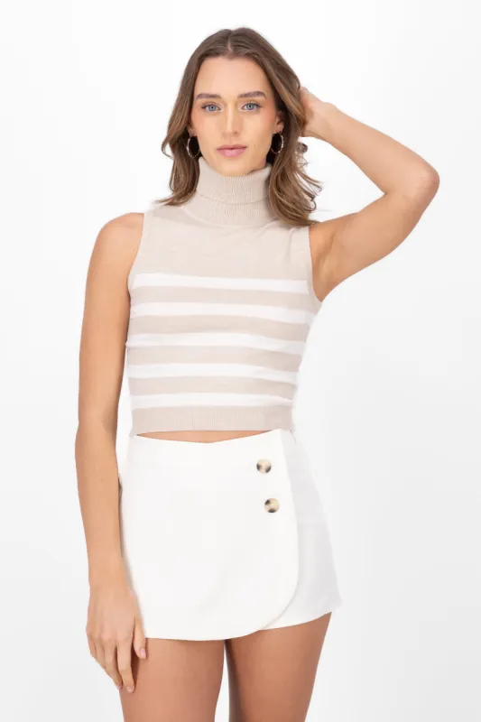 Top tejido acanalado cuello alto sin mangas sold by Shasa