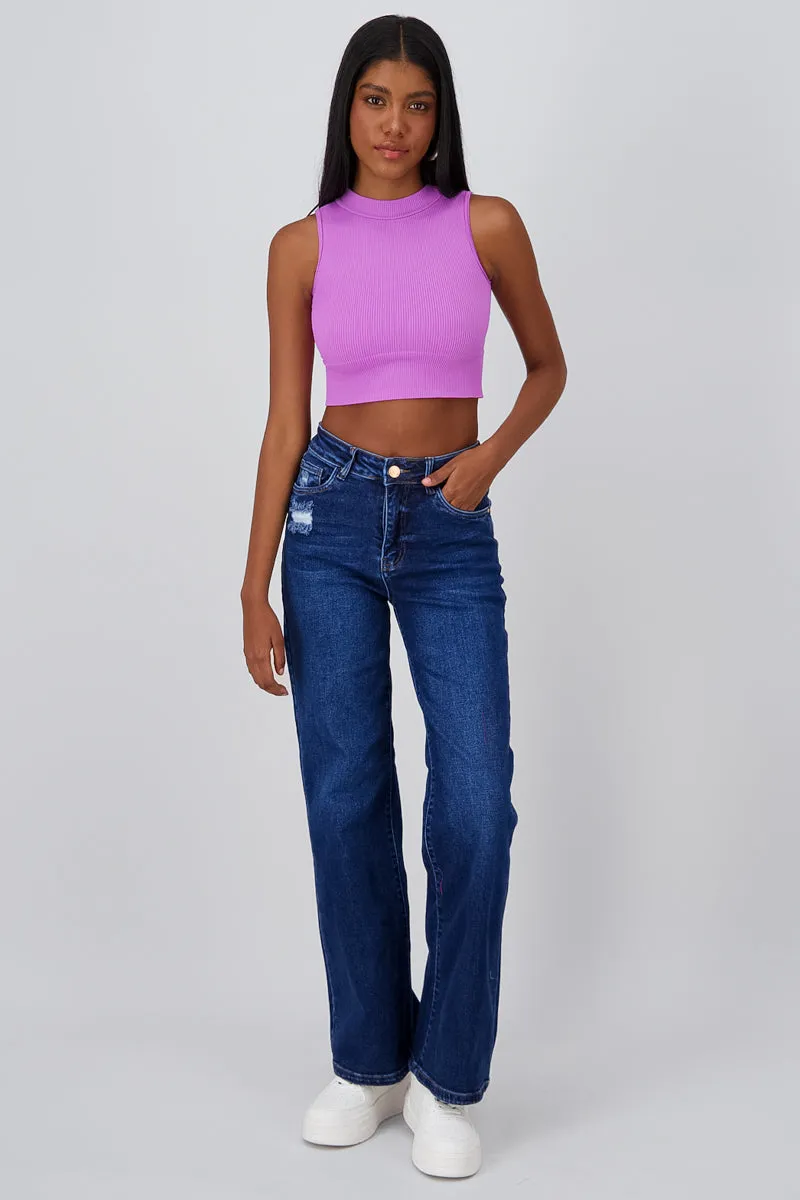 Jeans wide leg destrucción sold by Shasa