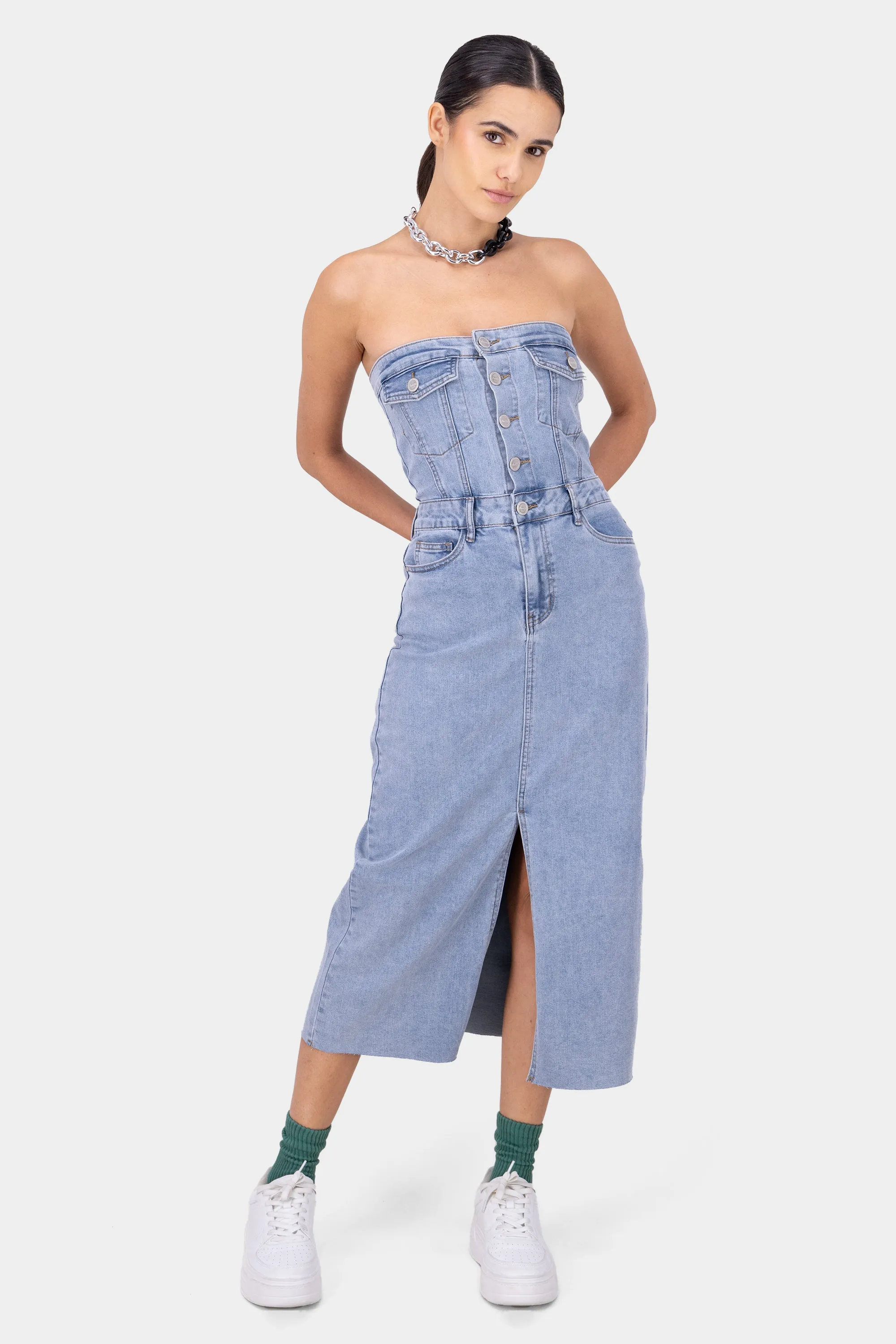 Vestido Denim Strapless sold by Shasa