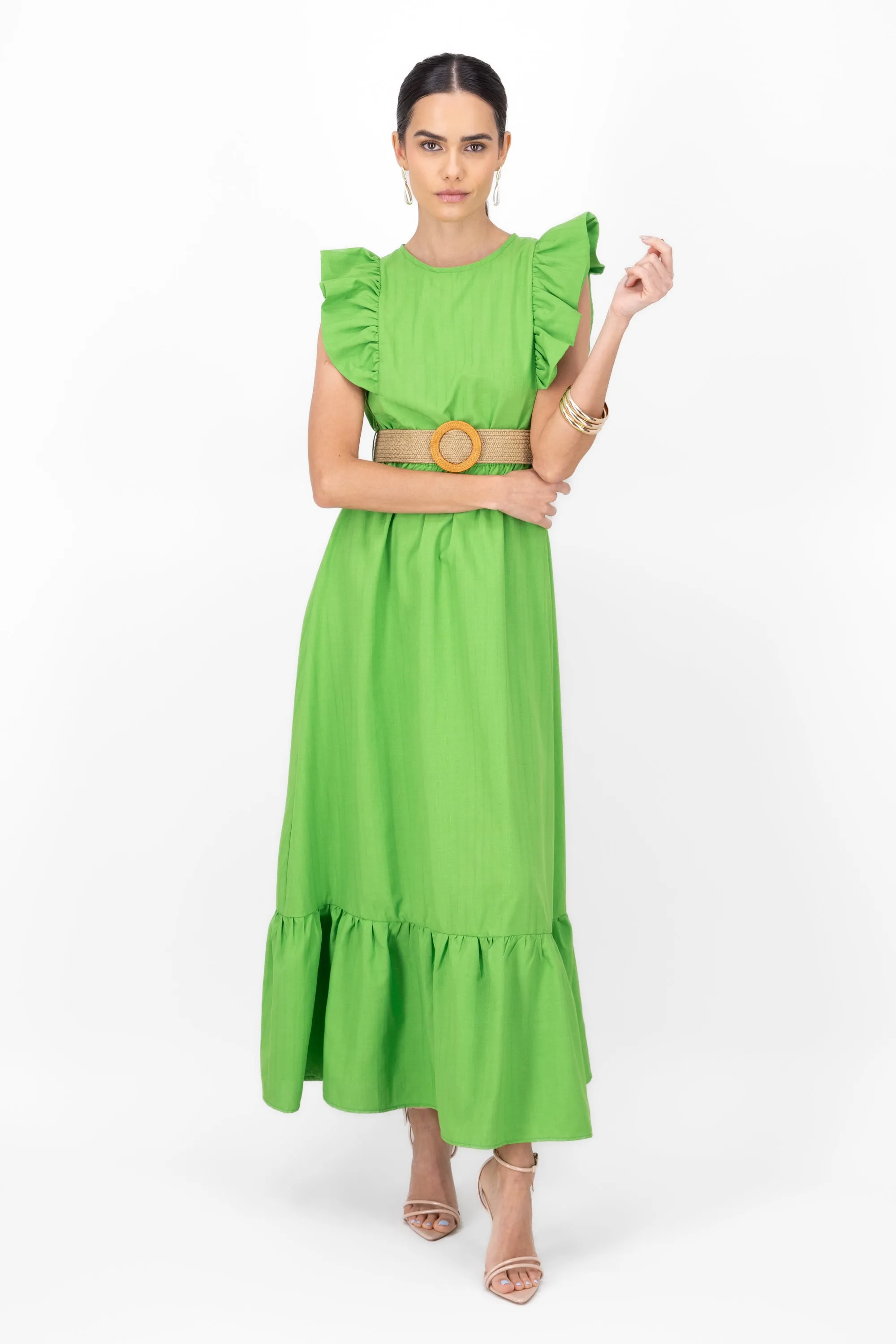 Vestido maxi lino con cinturon tejido Hypsters sold by Shasa