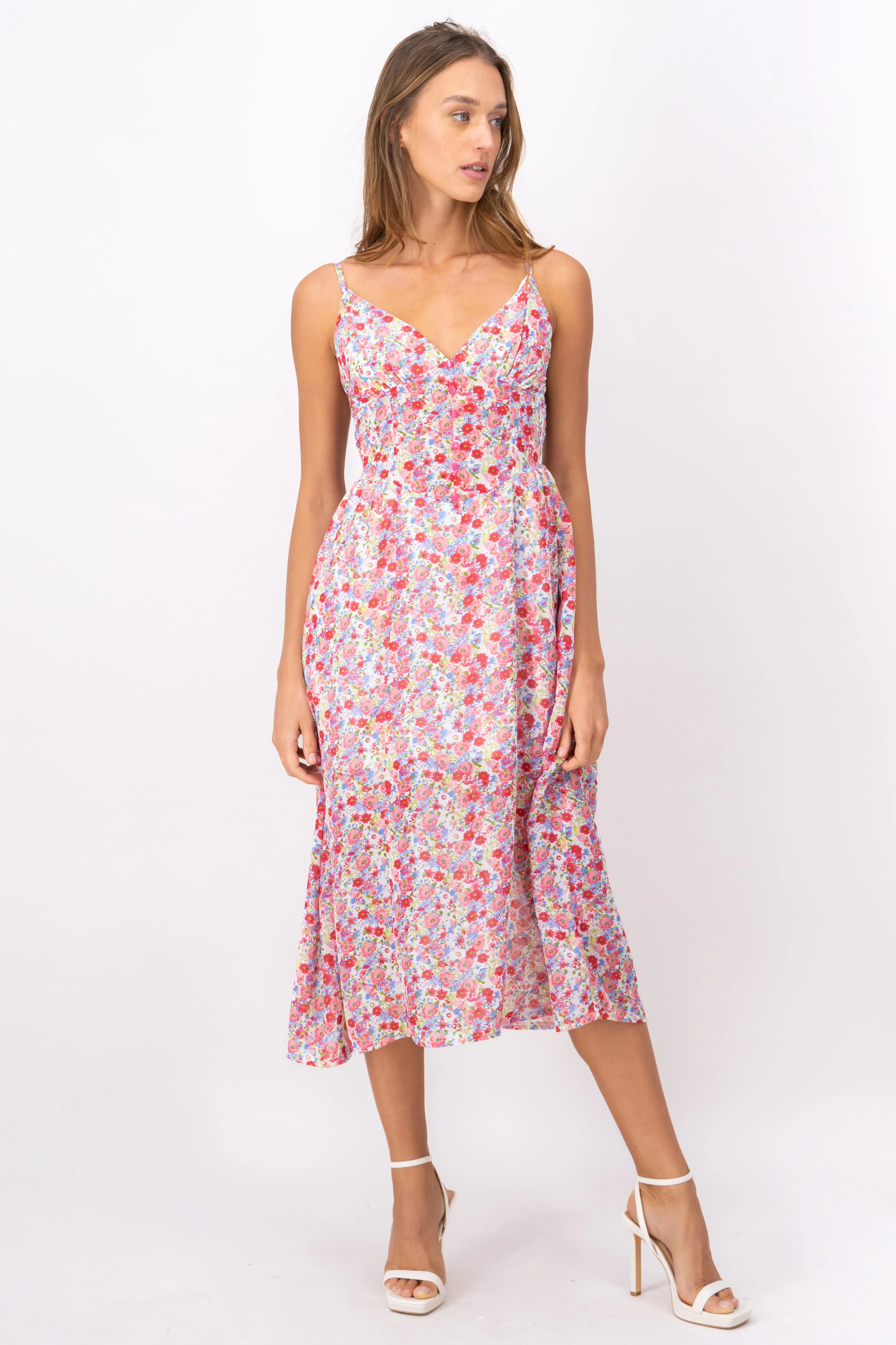 Vestido Midi Estampado Detalle Botones sold by Shasa