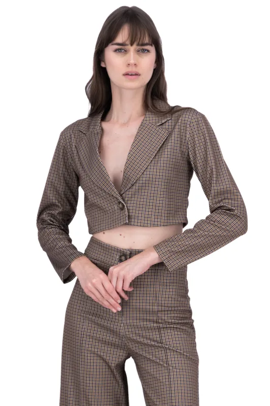 Saco crop amplio cuadros sold by Shasa