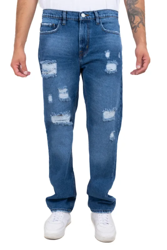 Jeans rectos destrucciones sold by Shasa