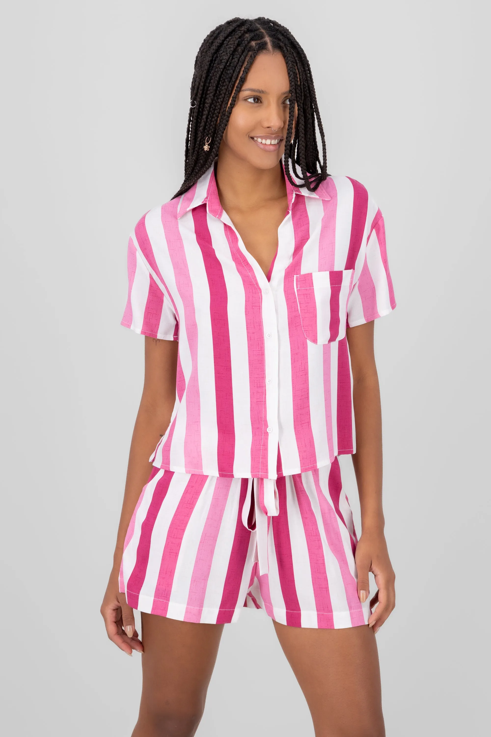 Camisa crop manga corta rayas sold by Shasa product image thumbnail 2