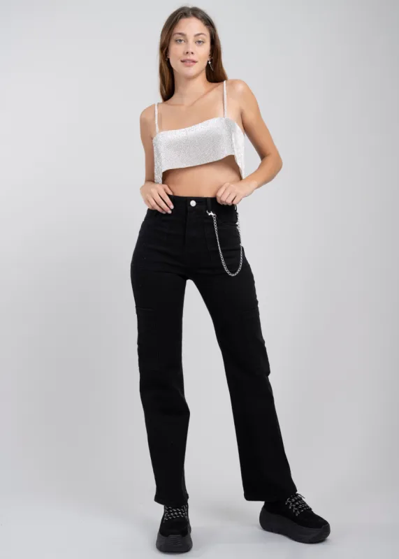 Top crop brillos tirantes sold by Shasa