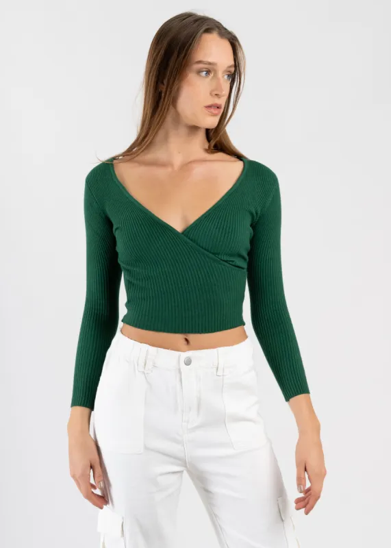 Suéter acanalado cruzado sold by Shasa