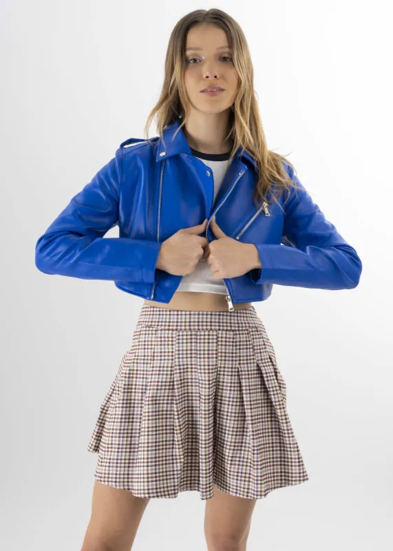 Chamarra crop biker efecto piel sold by Shasa