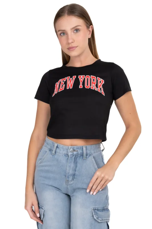 Playera crop estampado New York sold by Shasa