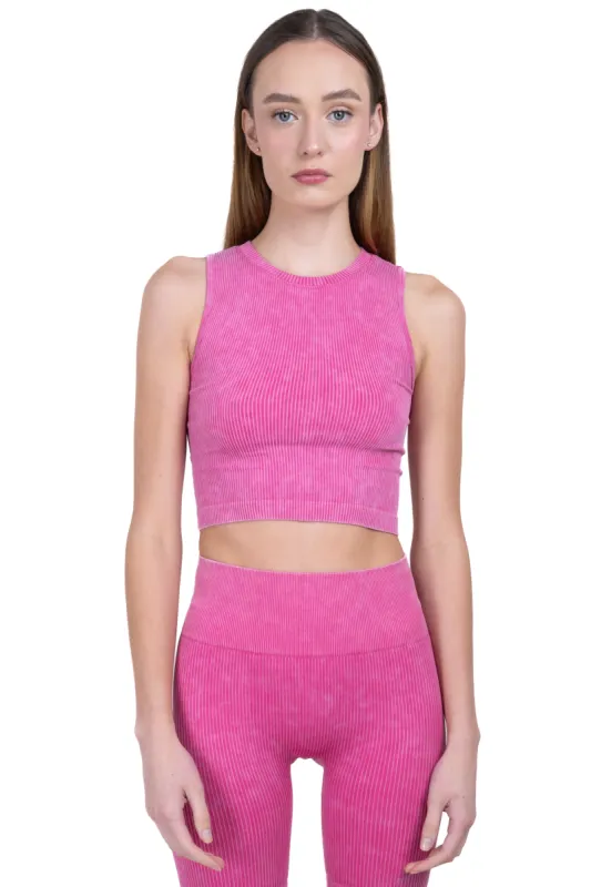 Top acanalado efecto acid wash sold by Shasa