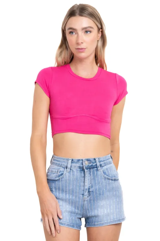 Top crop costura frontal sold by Shasa