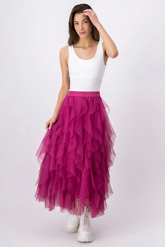 Falda maxi tul olanes sold by Shasa