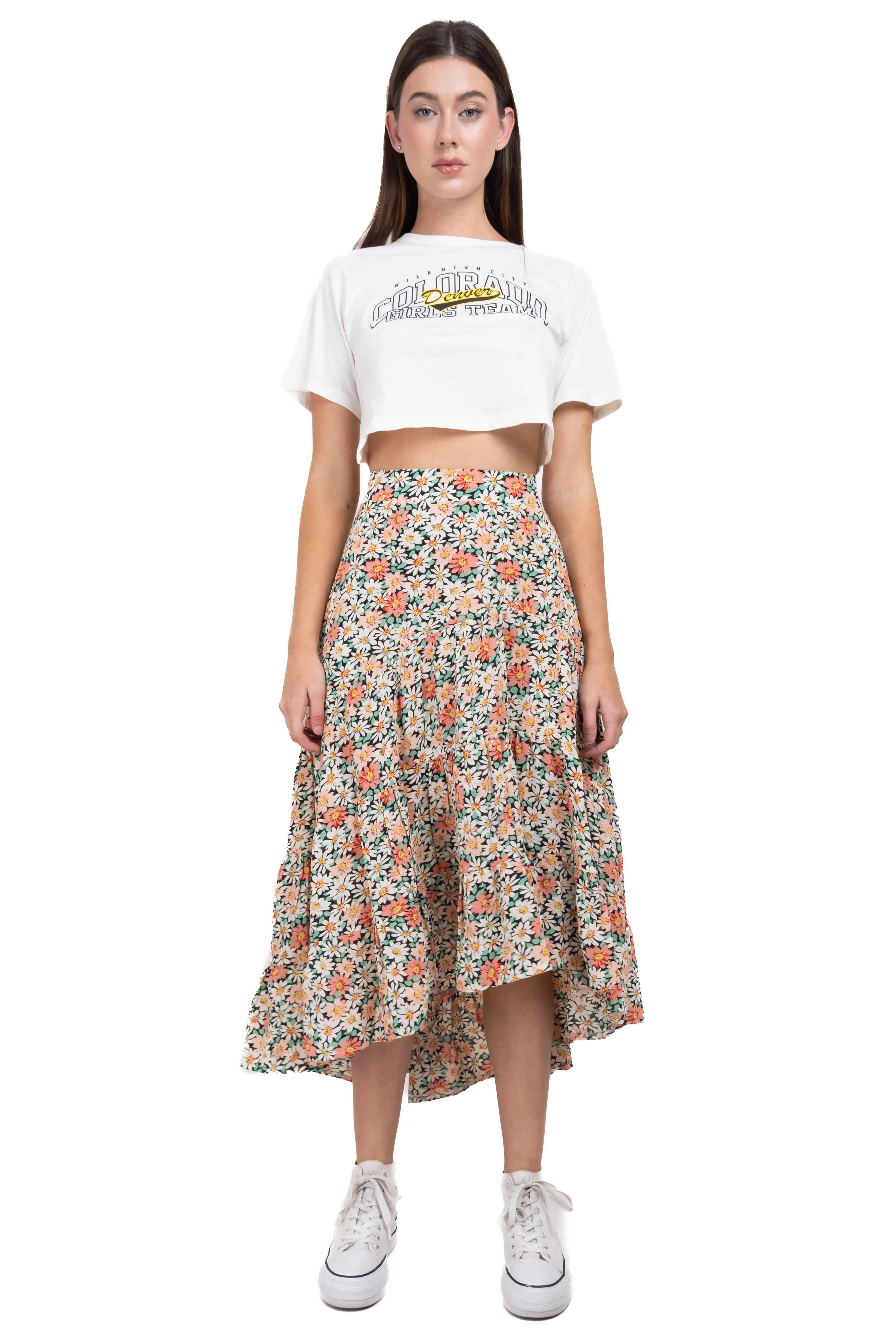 Falda maxi floreada olanes sold by Shasa